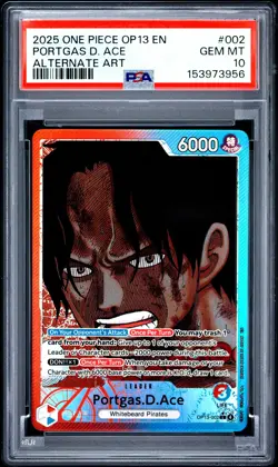 2025 ONE PIECE OP13-CARRYING ON HIS WILL ALTERNATE ART PORTGAS D. ACE PSA 10 - Image 1
