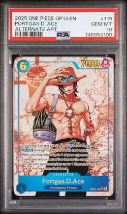 2025 ONE PIECE OP13-CARRYING ON HIS WILL ALTERNATE ART PORTGAS D. ACE PSA 10 - Image 1