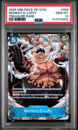 2025 ONE PIECE CARRYING ON HIS WILL OP11-058 MONKEY D LUFFY TREASURE RARE PSA 10 - Image 2