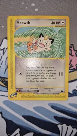 Pokemon Card Meowth Skyridge 78/144 Common NM WOTC Vintage E-reader Near Mint - Image 1