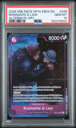 2026 ONE PIECE OP14-EB04-THE AZURE SEA'S SEVEN #038 ROSINANTE & LAW PSA 10 - Image 2
