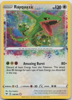 Rayquaza 138/185 Amazing Rare SWSH04: Vivid Voltage LP Holo - Image 1