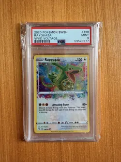 2020 SWSH04: Vivid Voltage #138 Amazing Rare Rayquaza PSA 9 MINT - Image 1