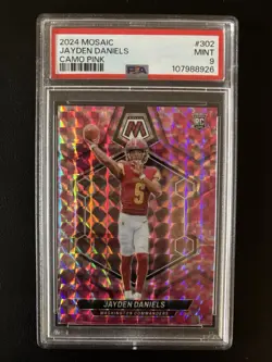 2024 Panini Mosaic Jayden Daniels Camo Pink Prizm Rookie Card PSA 9 MINT 🔥🔥🔥 - Image 1