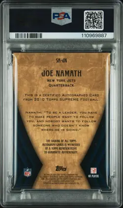 2010 TOPPS SUPREME AUTOS BLUE #SA-JN JOE NAMATH 8/10 PSA 6 AUTO 10 - Image 2