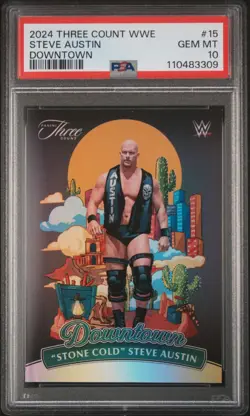 2024 Panini Three Count WWE #15 "Stone Cold" Steve Austin Downtown PSA 10 - Image 1