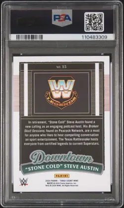 2024 Panini Three Count WWE #15 "Stone Cold" Steve Austin Downtown PSA 10 - Image 2