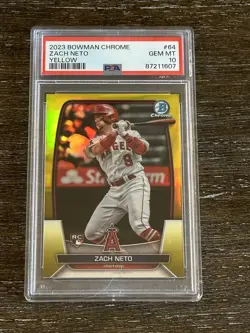 2023 bowman chrome baseball Zach Neto - 27/75 Yellow PSA 10! - Image 1