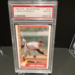 Pacific 1992 Nolan Ryan 1,000th Strikeout #131 PSA 10 GEM MT California Angels - Image 1