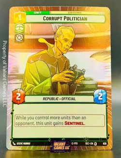 Star Wars Unlimited Corrupt Politician #835 Hyperspace Foil Secrets Of Power - Image 1
