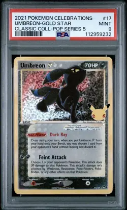 POKEMON 2021 Celebrations Classic Pop Series 5 UMBREON Gold Star #17 PSA 9 Mint - Image 1