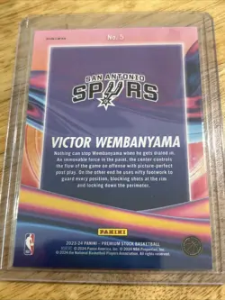 Panini 23/24 NBA Hoops Premium Stock Anti-Gravity Wembanyamaba Silver Prizm RC 5 - Image 2