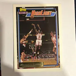 Topps 1991-92 Michael Jordan Chicago Bulls Highlight Insert Mike Lights It Up #3 - Image 1
