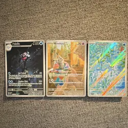 Pokemon TCG Palafin Mimikyu Clauncher 3 Card Lot Paldean Fates Holo - Image 1