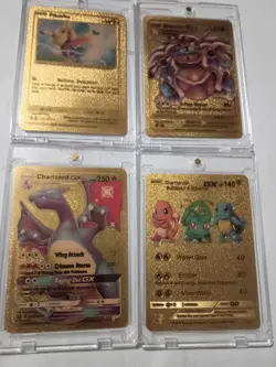 Pikachu Gold Metal 4-Card Lot - Charizard GX/Blastoise VMAX Pokemon TCG Goldfoil - Image 2