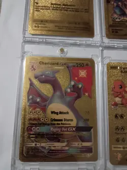 Pikachu Gold Metal 4-Card Lot - Charizard GX/Blastoise VMAX Pokemon TCG Goldfoil - Image 3