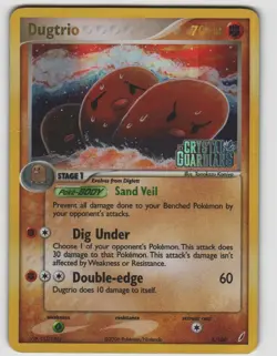 Dugtrio Rare Crystal Guardians 5/100 Reverse Holo Near Mint Pokemon - Image 1