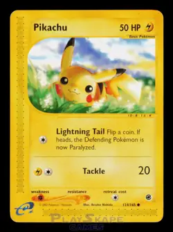 Pokemon Card Pikachu 124/165 Expedition Base Set Common LP 2002 - Image 1