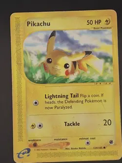 Pikachu 124/165 Common Expedition Base Set Pokemon Moderately Played - Image 1
