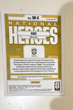 Panini Prizm 2026 FIFA World Cup Kaka Brazil National Heroes NH-K Auto /75 - Image 2