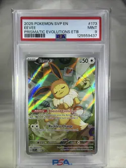 2025 POKEMON SVP EN-SV PRISMATIC EVOLUTIONS BLACK STAR PROMO #173 EEVEE PSA 9 - Image 1