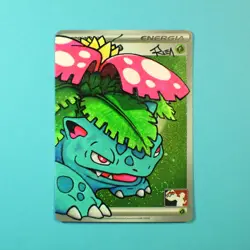 Venusaur Hand Drawn Sketch Card Pokemon Signed 1/1 Acrylic painting ACEO - Image 2