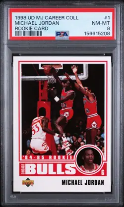 1984-85 ROOKIE 1998 UD MJ CAREER RC CARD #1 MICHAEL JORDAN PSA 8 COLLECTION - Image 1