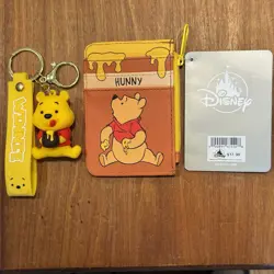 Disney Winnie the Pooh Card Holder Coin Purse & Keychain Set NWT Hunny Wallet - Image 1