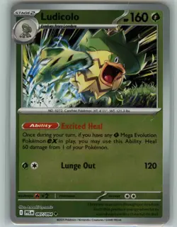 Ludicolo 007/094 Uncommon Phantasmal Flames Pokemon Reverse Holo - Image 1