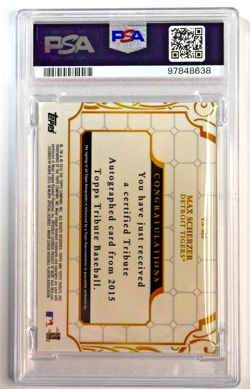 2015 Topps Tribute Max Scherzer Autograph /189 PSA 10 Tigers Pop 1 On Card - Image 2