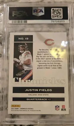 2021 Panini Chronicles Pink Rookie #19 Justin Fields Bears PSA 10 - Image 2