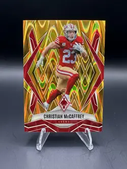 Christian McCaffrey 2025 Panini Phoenix #34 Gold Seismic /10 49ers - Image 1