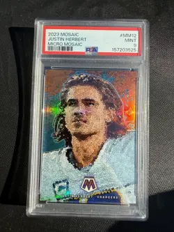 2023 Panini Mosaic Justin Herbert Micro Mosaic PSA 9 Chargers SSP Case Hit Mint - Image 1