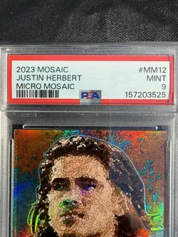 2023 Panini Mosaic Justin Herbert Micro Mosaic PSA 9 Chargers SSP Case Hit Mint - Image 4