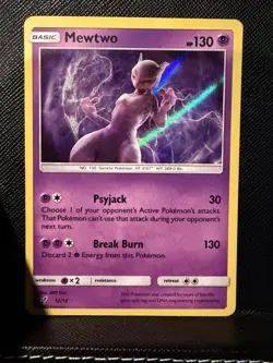 Mewtwo 12/18 Detective Pikachu Holo Pokemon Sun & Moon Card - Image 1