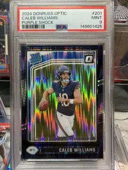 Panini 2024 Donruss Optic Caleb Williams Rated Rookie #201 Purple Shock PSA 9 - Image 1