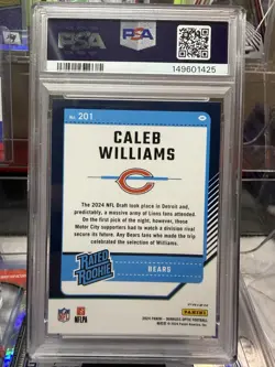Panini 2024 Donruss Optic Caleb Williams Rated Rookie #201 Purple Shock PSA 9 - Image 2