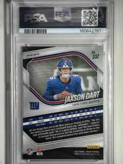 2025 Panini Prizm - Rookies Jaxson Dart #332 White Disco Prizm (RC) PSA 9 - Image 2