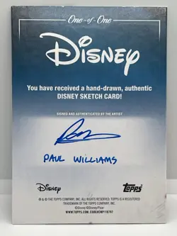 2026 Topps Chrome Disney Captain Hook 1/1 Sketch Paul Williams on card Auto 🎨 - Image 2
