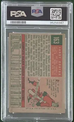 1959 TOPPS SANDY KOUFAX #163 PSA 2 LOS ANGELES DODGERS - Image 2