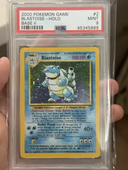 Pokemon Base Set 2 Blastoise Holo Rare Card 2/130 PSA 9 Near Mint Swirl - Image 1