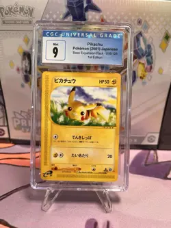 CGC 9 MINT Pikachu 16/128 1st Edition Japanese - Pokemon Base Expansion E-Reader - Image 1