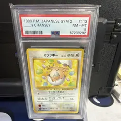Pokemon TCG ___'s Chansey 113 Japanese Gym 2 Holo 1999 PSA 8 Graded - Image 1