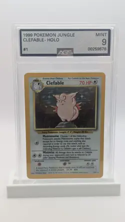 1999 Pokemon Jungle Clefable Holo #1 AGS 9 Mint Holo Cracked Slab - Image 1