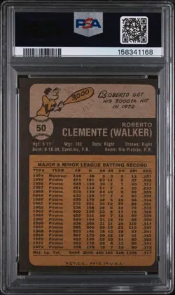 1973 Topps Roberto Clemente #50 Pittsburgh Pirates HOF PSA EX-MT 6 - Image 2
