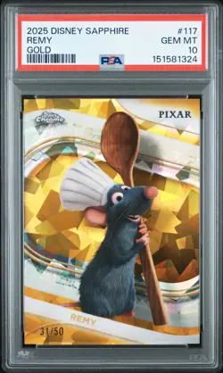 2025 Topps Chrome Disney Sapphire Edition Gold /50 Remy #117 PSA 10 - Image 1