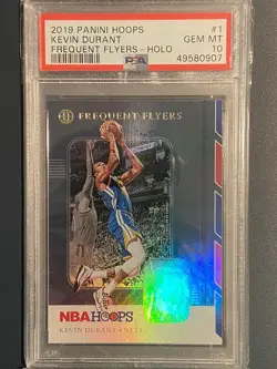 2019-20 Panini NBA Hoops - Kevin Durant Holo Frequent Flyers #1 - PSA 10 GEM MT - Image 1