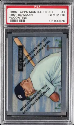 1996 TOPPS MANTLE FINEST W/COATING #1 1951 BOWMAN REPRINT PSA 10 - Image 1