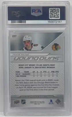 2024-25 Upper Deck FRANK NAZAR Young Guns RC Rookie #227 PSA 10 GEM MINT - Image 2