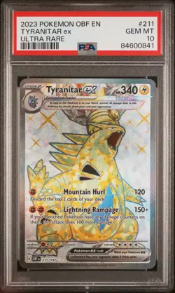 PSA 10 GEM MINT Tyranitar Ex Obsidian Flames Full Art Holo Pokemon 211/197 - Image 1